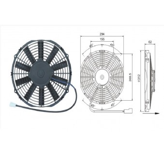 Вентилятор 12" 12V 120W SPAL 280мм 11