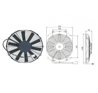 Вентилятор 13" 12V 120W SPAL 305мм 12