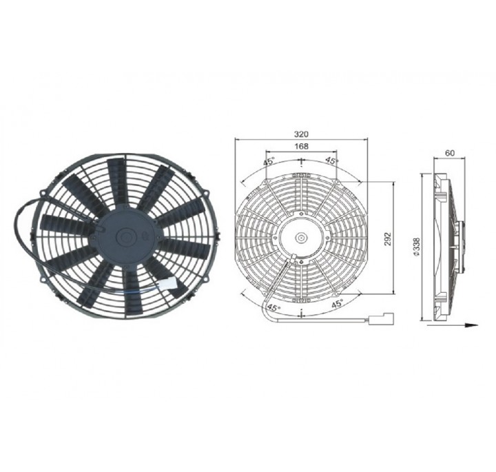 Вентилятор 13" 12V 120W SPAL 305мм 12