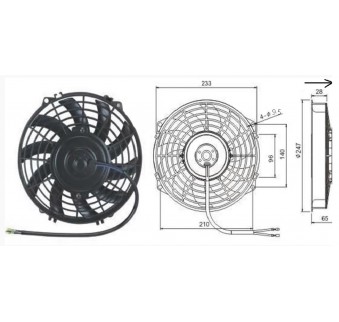 Вентилятор 9" 12V 120W  "S" SPAL 225мм